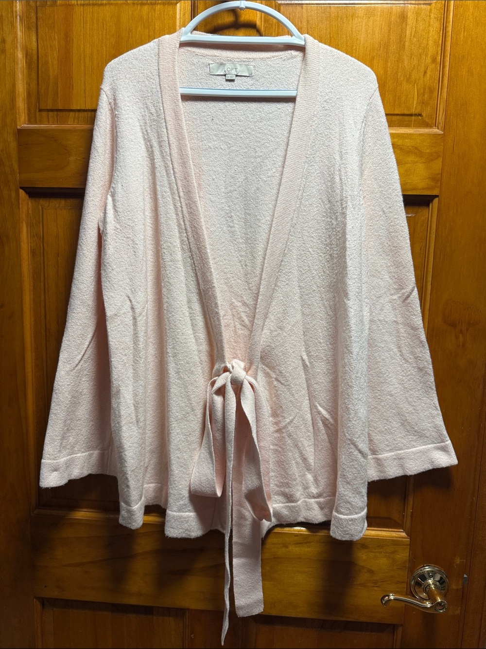LOFT Light Pink Tie-Front Cardigan